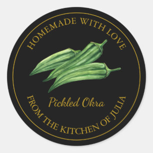 Gold Homemade Pickled Okra Label   Black