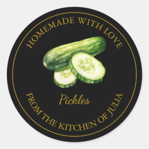 Gold Homemade Pickles Label   Black