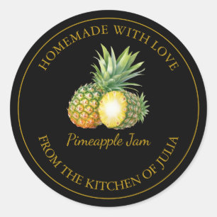Gold Homemade Pineapple Jam Label   Black
