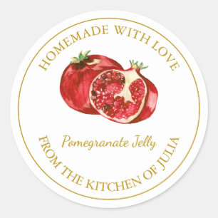 Gold Homemade Pomegranate Jelly Label   White