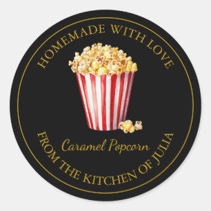 Gold Homemade Popcorn Label   Black