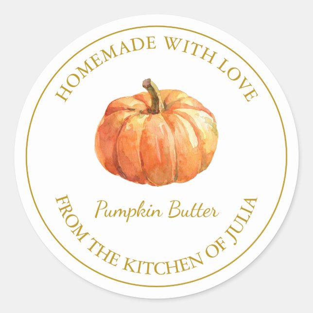 Gold Homemade Pumpkin Butter Label | White (Front)
