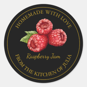 Gold Homemade Raspberry Jam Label   Black