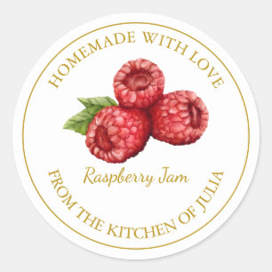 Gold Homemade Raspberry Jam Label   White