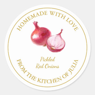 Gold Homemade Red Onion Pickle Label White