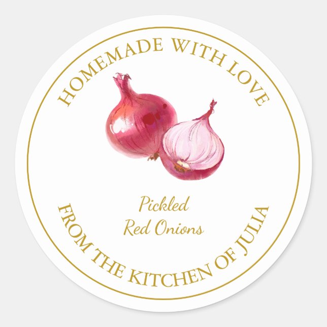 Gold Homemade Red Onion Pickle Label | White (Front)