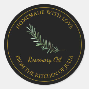 Gold Homemade Rosemary Oil Label   Black
