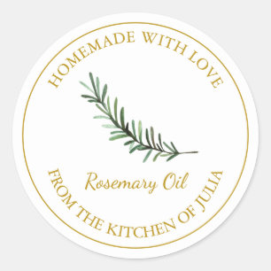 Gold Homemade Rosemary Oil Label   White