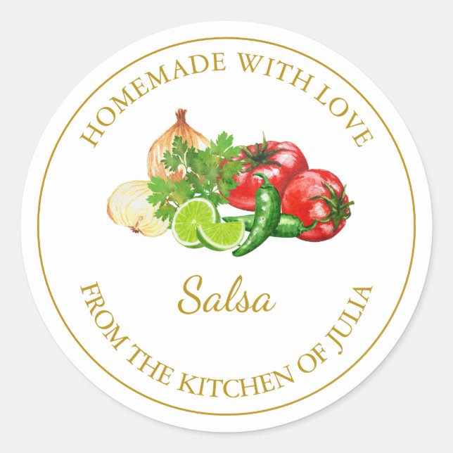 Gold Homemade Salsa Label | White (Front)
