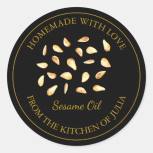 Gold Homemade Sesame Oil Label   Black