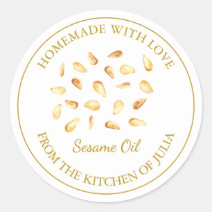 Gold Homemade Sesame Oil Label White