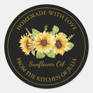 Gold Homemade Sunflower Oil Label   Black
