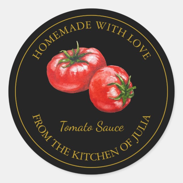 Gold Homemade Tomato Sauce Label | Black (Front)
