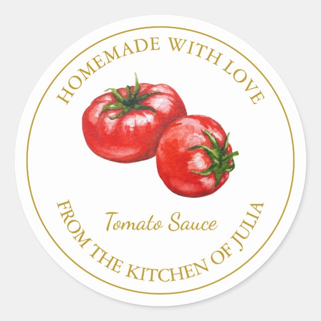 Gold Homemade Tomato Sauce Label | White (Front)