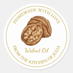 Gold Homemade Walnut Oil Label   White