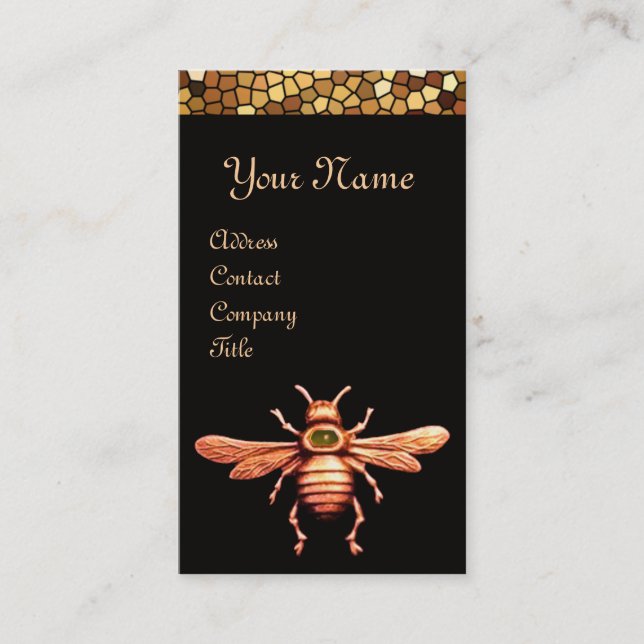 GOLD HONEY BEE / BEEKEEPER BEEKEEPING MONOGRAM BUSINESS CARD (Front)