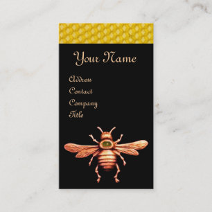 GOLD HONEY BEE / BEEKEEPER BEEKEEPING MONOGRAM BUSINESS CARD