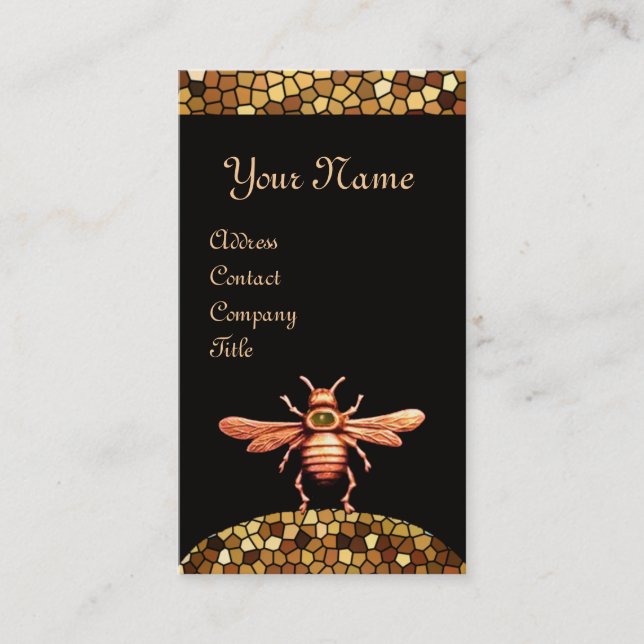 GOLD HONEY BEE / BEEKEEPER BEEKEEPING MONOGRAM BUSINESS CARD (Front)