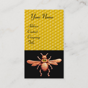 GOLD HONEY BEE / BEEKEEPER BEEKEEPING MONOGRAM BUSINESS CARD