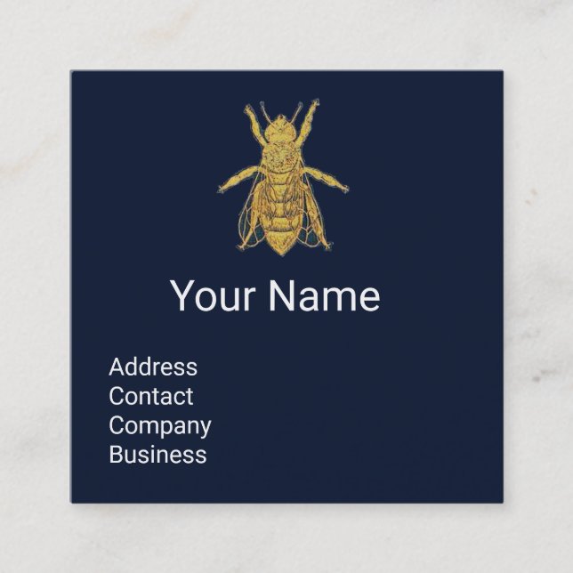 GOLD HONEY BEE ,BLUE BEEKEEPING,BEEKEEPER,APIARY SQUARE BUSINESS CARD (Front)
