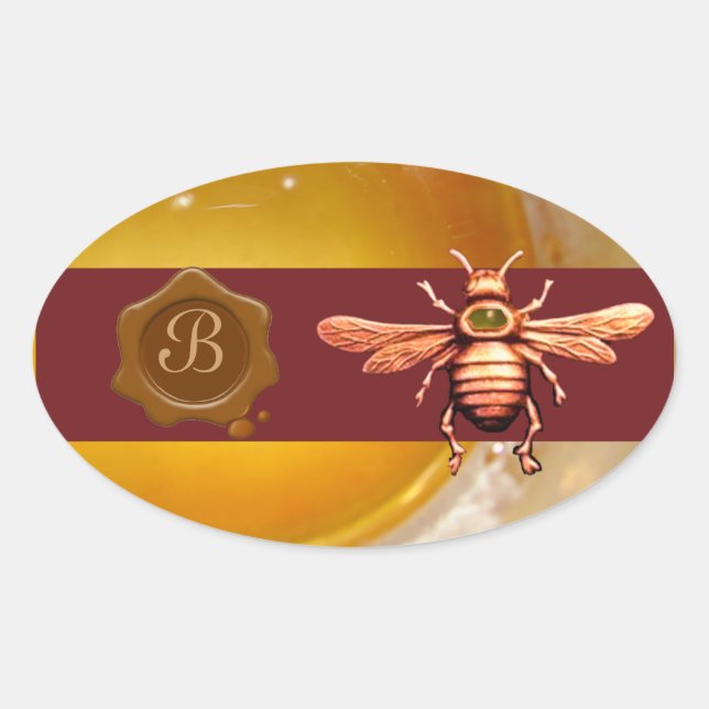 GOLD HONEY BEE BROWN WAX SEAL MONOGRAM ,BEEKEEPER (Front)