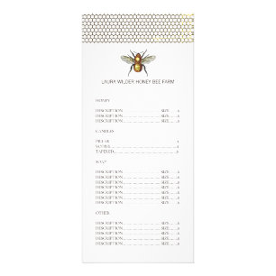 Gold Honey Bee Honeycomb Honey Products Price List Rack Card