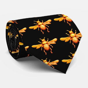 GOLD HONEY BEE JEWEL IN BLACK TIE