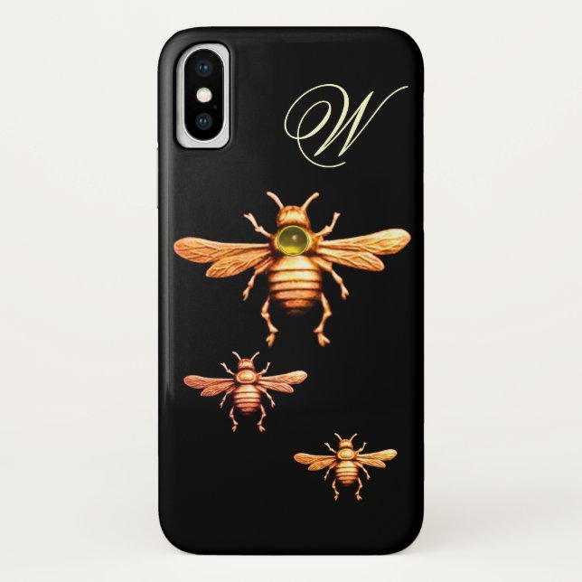 GOLD HONEY BEES MONOGRAM Case-Mate iPhone CASE (Back)