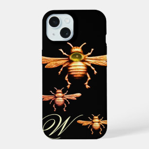 GOLD HONEY BEES MONOGRAM iPhone 15 CASE