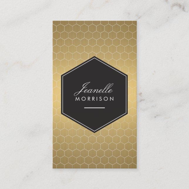 Gold Honeycomb Glamourous Beauty Business Card (Front)