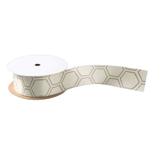 Gold Honeycomb Outline Beekeeper Ribbon Satin Ribbon