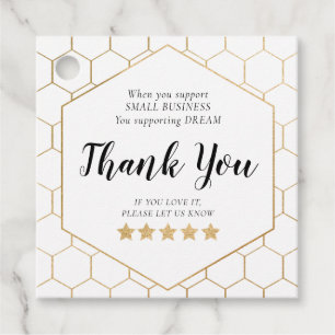 Gold Honeycomb Small Business Thank You Favour Tag