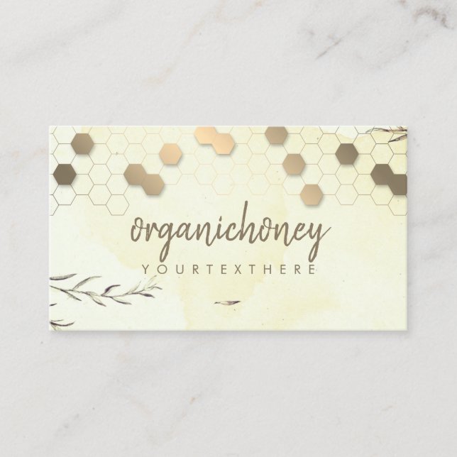 Gold Honeycombs bee farm Apiary Business Card (Front)