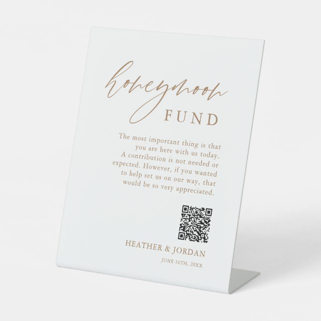 Gold Honeymoon Fund QR Wishing Well Sign (Front)