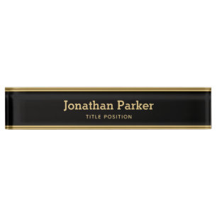 Gold Horizontal Stripes Desk Name Plate