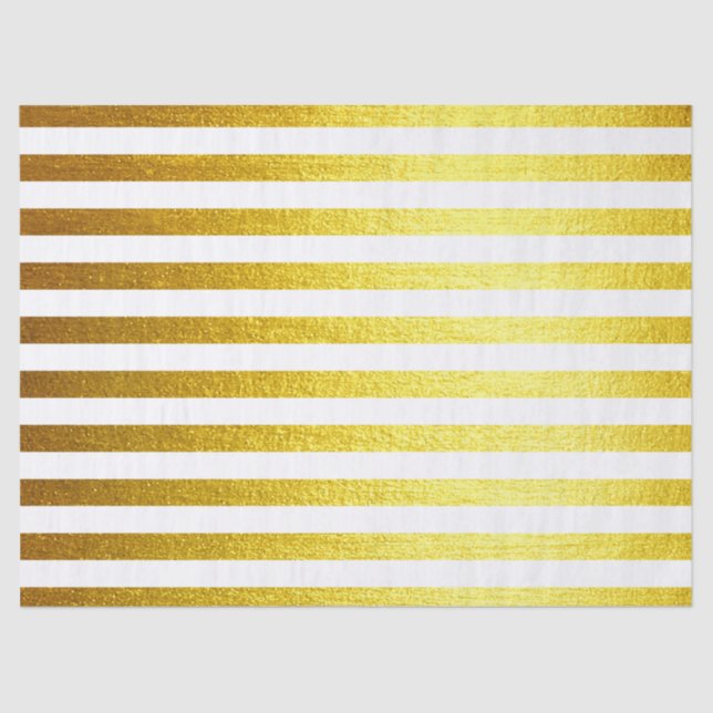 Gold Horizontal Textured Stripes Tissue Paper (Front)