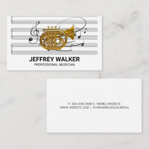 Gold Horn Instrument   Music Sheet   Notes Business Card