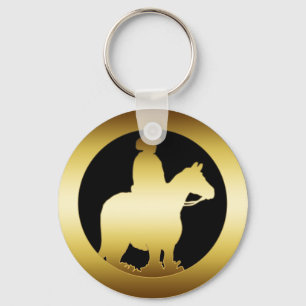 GOLD HORSE AND RIDER KEY RING