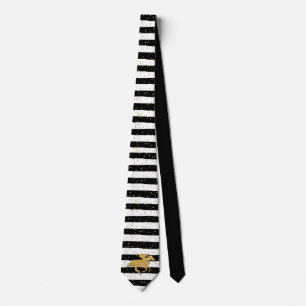 Gold Horse Black and White Stripes  Tie