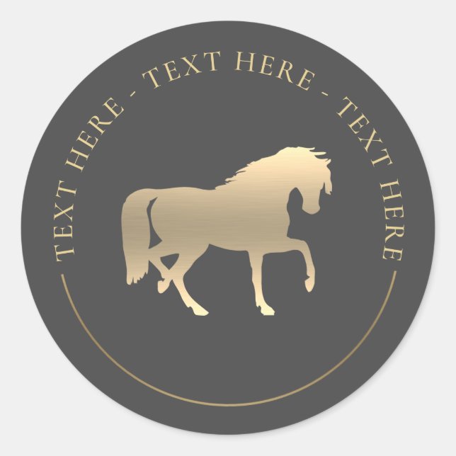 Gold Horse Classic Round Sticker (Front)
