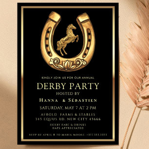 gold Horse Derby Party Equestrian  Invitation