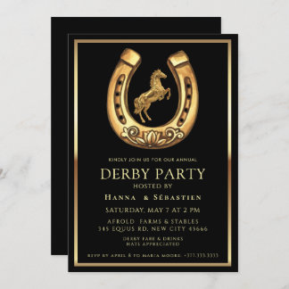 gold Horse Derby Party Equestrian  Invitation