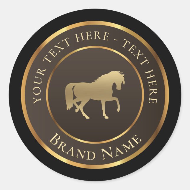 Gold Horse Logo Classic Round Sticker (Front)