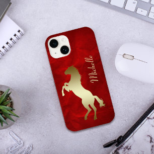 Gold Horse Red Personalised Case-Mate iPhone 14 Case