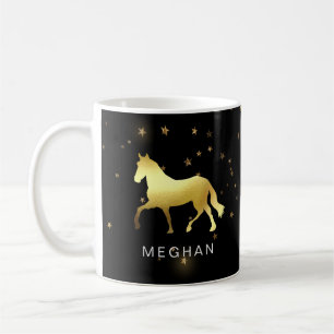 gold horse stars equestrian Monogram Coffee Mug