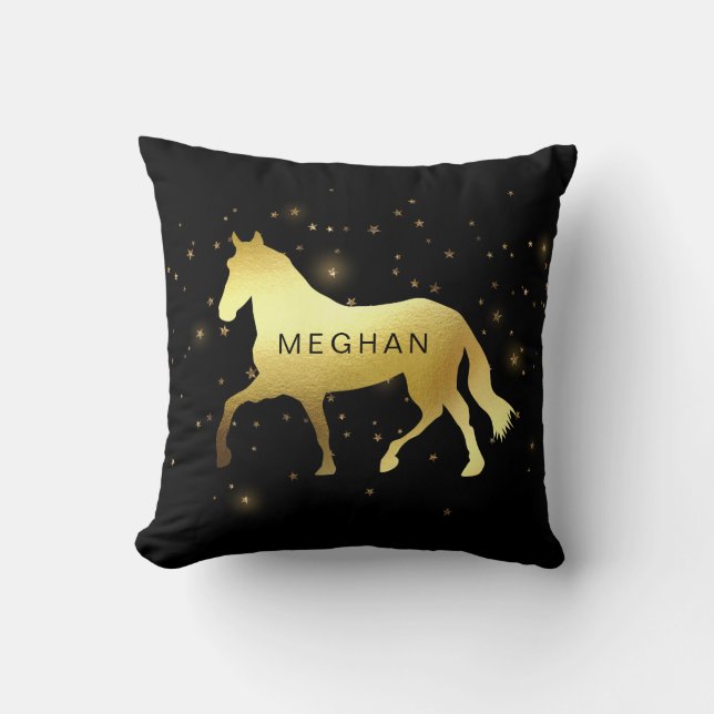 gold horse stars equestrian Monogram Cushion (Front)