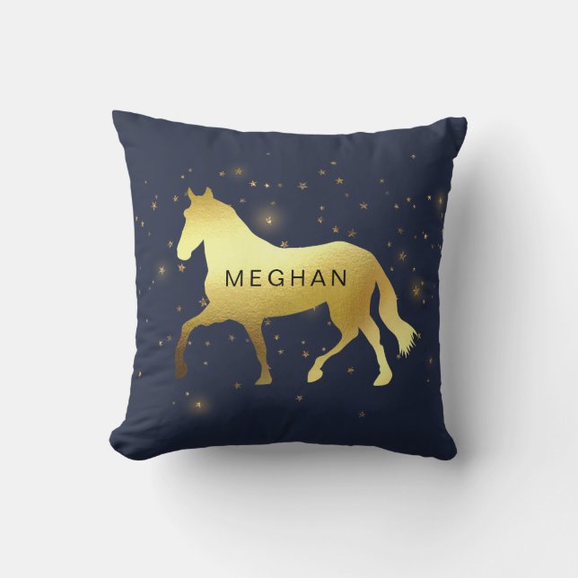 gold horse stars equestrian Monogram Cushion (Front)
