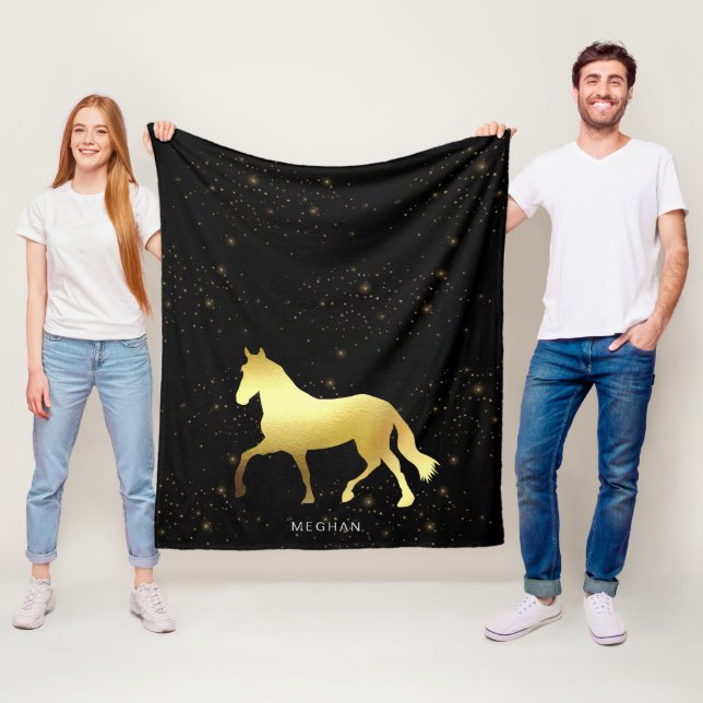 gold horse stars equestrian Monogram Fleece Blanket (In Situ)
