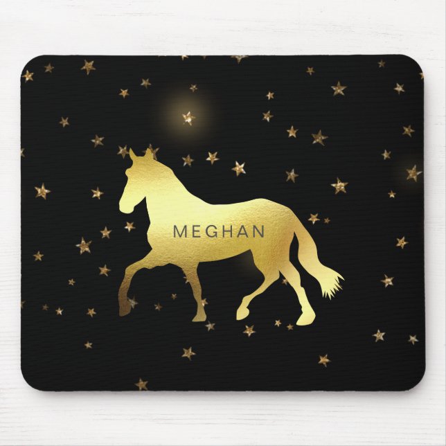 gold horse stars equestrian Monogram Mouse Mat (Front)