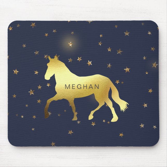 gold horse stars equestrian Monogram Mouse Mat (Front)
